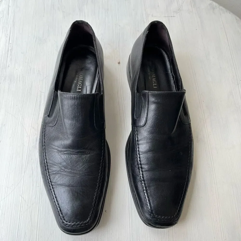 Bruno Magli Raging Black Leather Slip-On Loafers, Handmade  display picture 2